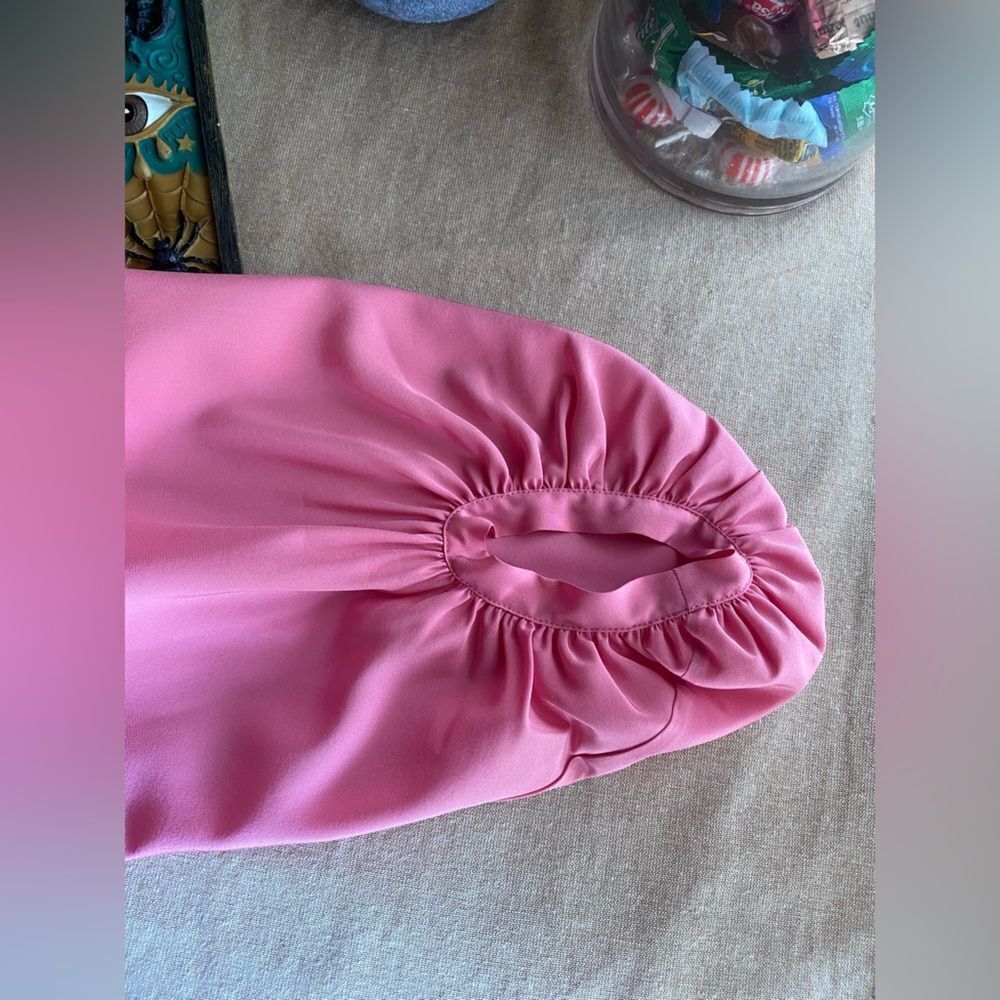 DVF Diane Von Furstenberg BAIRLY LOUCHE Neck Tie Top Blouse Peony Pink Sz 6 - Picture 9 of 15